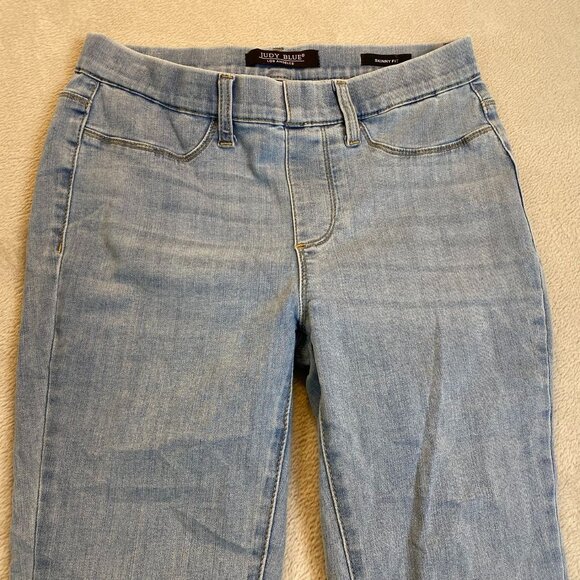Judy Blue Womans Lincoln Mid‑Rise Pull‑On Skinny Jegging Size 9/29 Light Wash De - Picture 8 of 16
